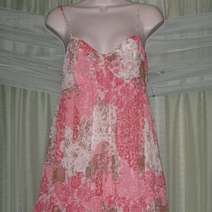 Spaghetti Strap Pink Bow Front Bubble Dress